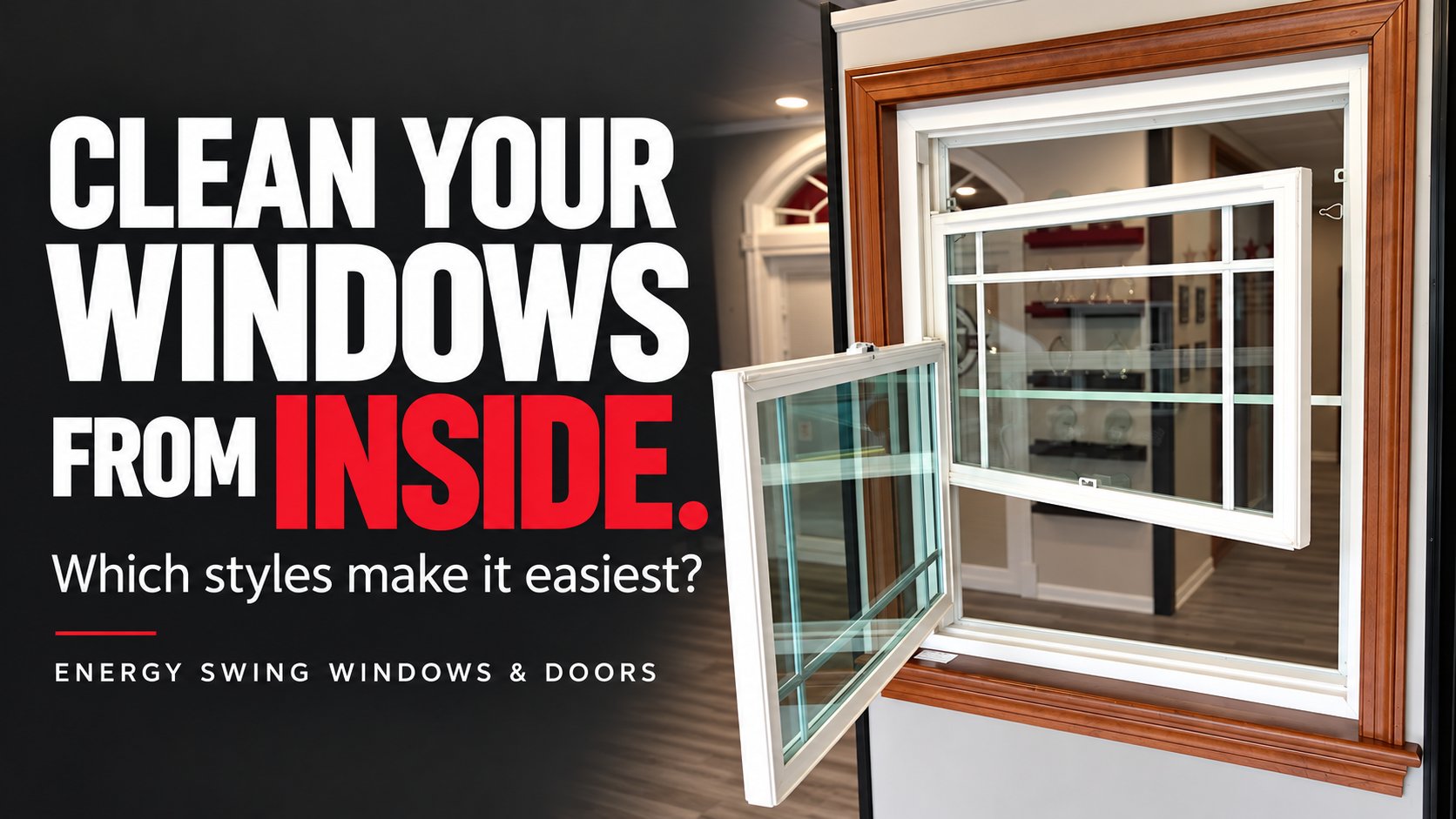 Energy Swing swing-in double-hung window with both sashes open for cleaning from inside
