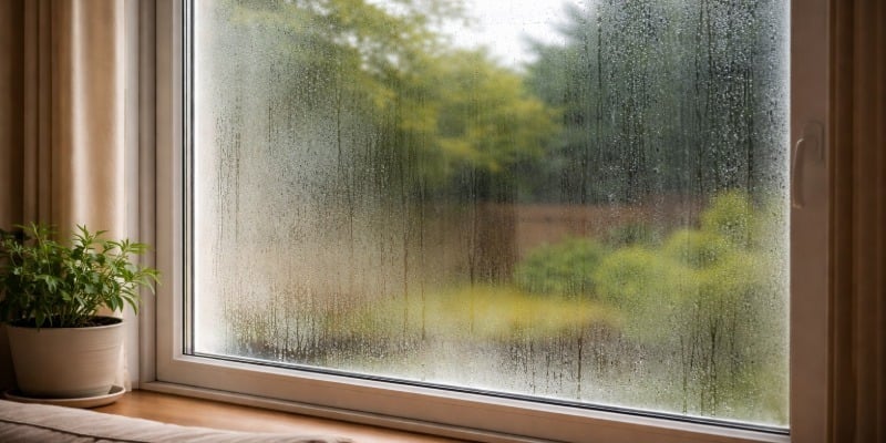 window with condensation between panes