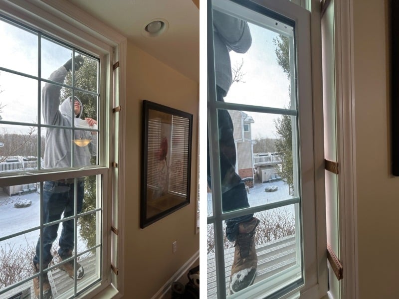 pittsburgh window installer replacing a window in winter