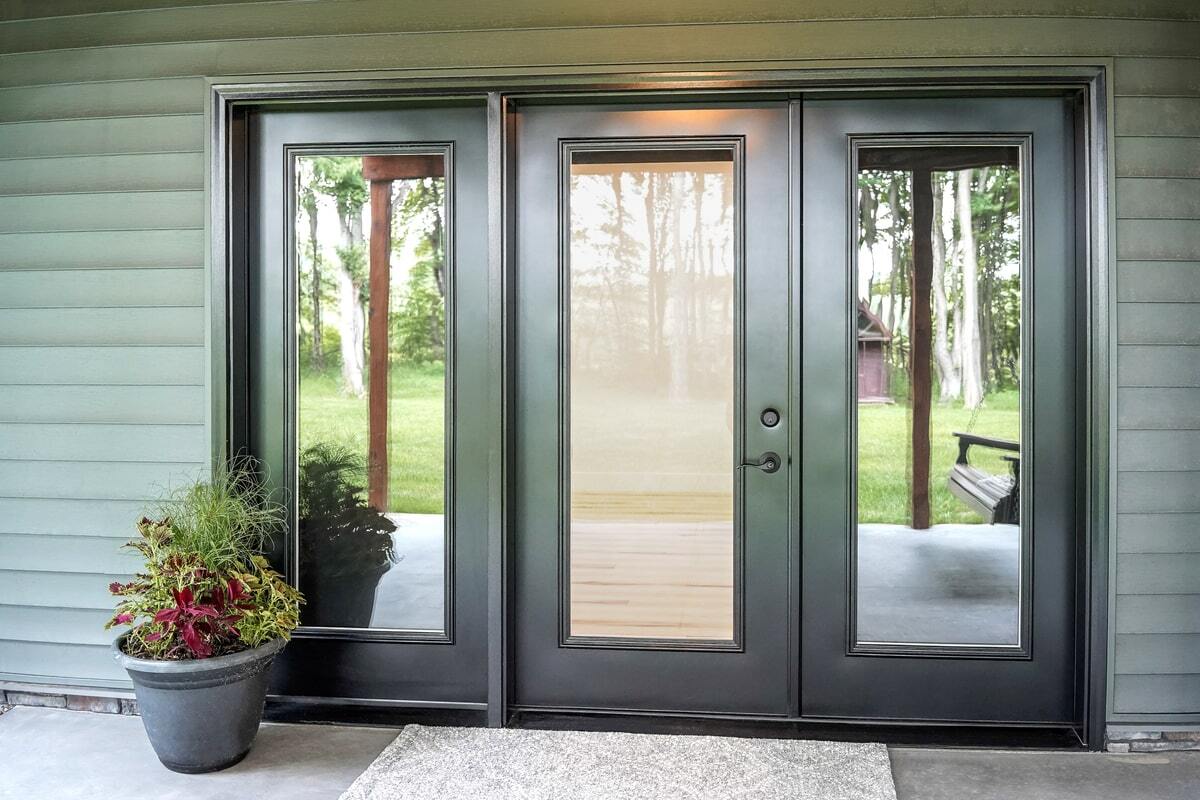 ProVia Legacy smooth steel French entry door with sidelight in Coal Black