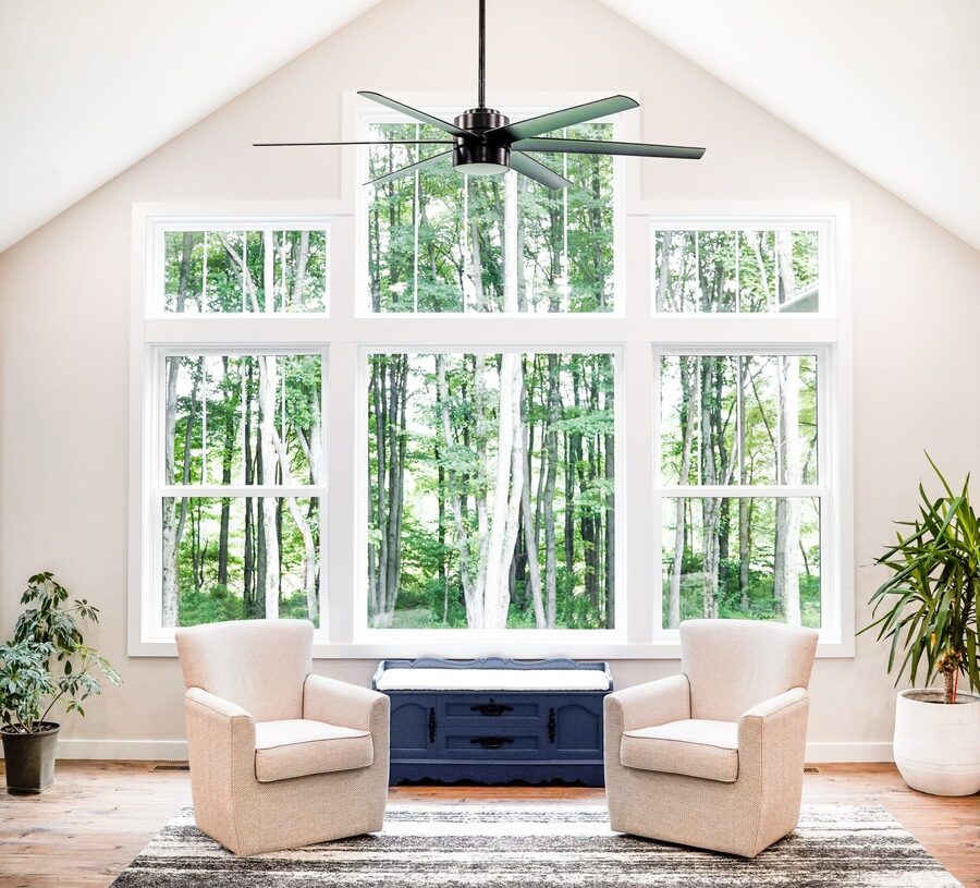 White ProVia Endure double hung and picture windows in a living room