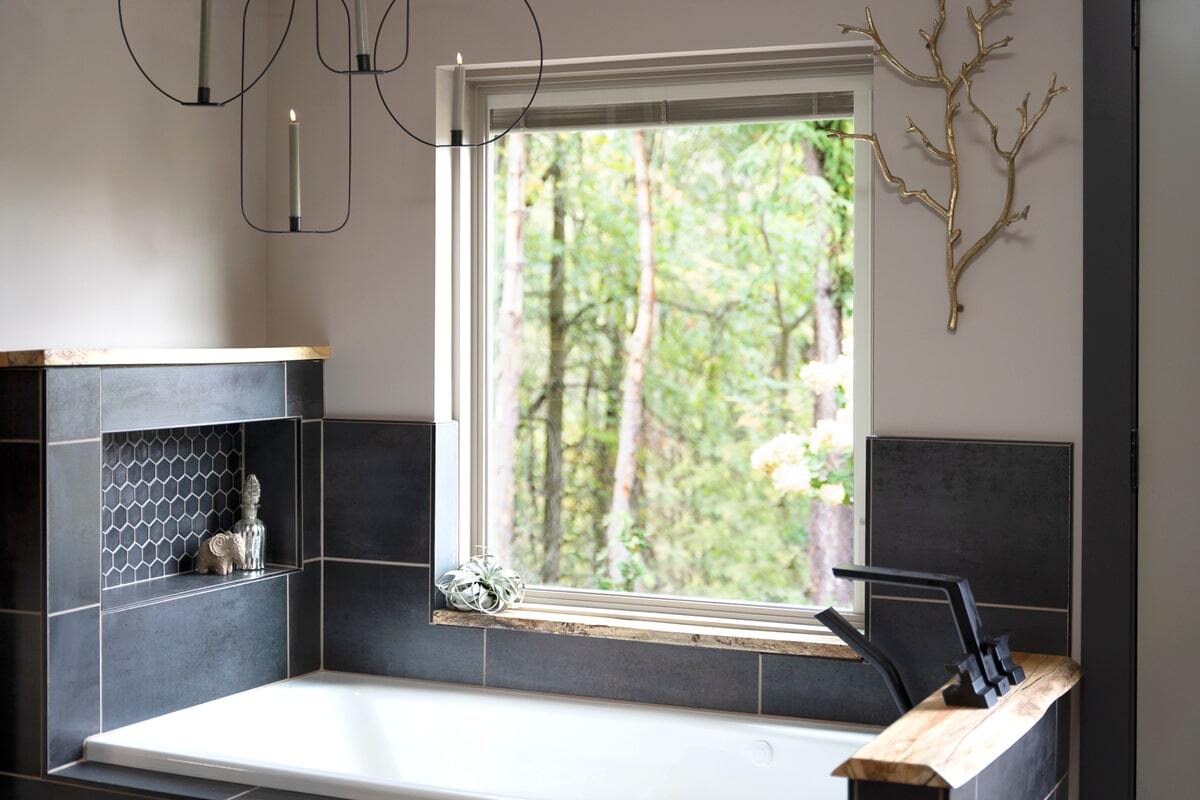 ProVia Endure picture window with a white woodgrain laminate interior