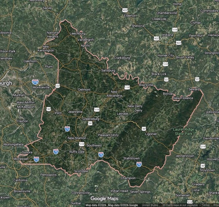 Westmoreland_County_Satellite_Map