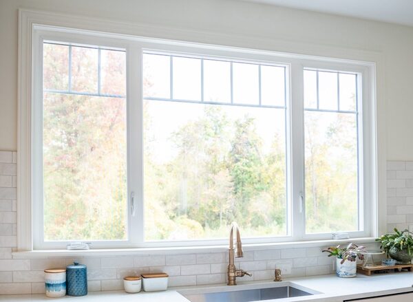 White ProVia Aspect casement and fixed casement windows in a kitchen
