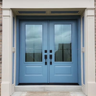 Double Door with Decorative Glass Image
