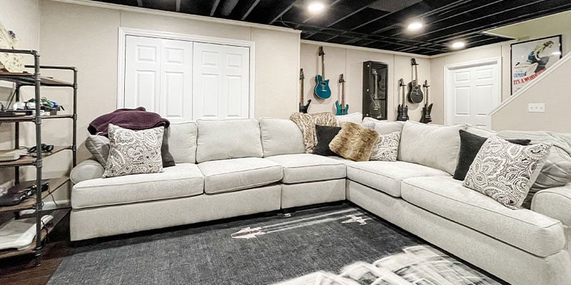 finished basement living area