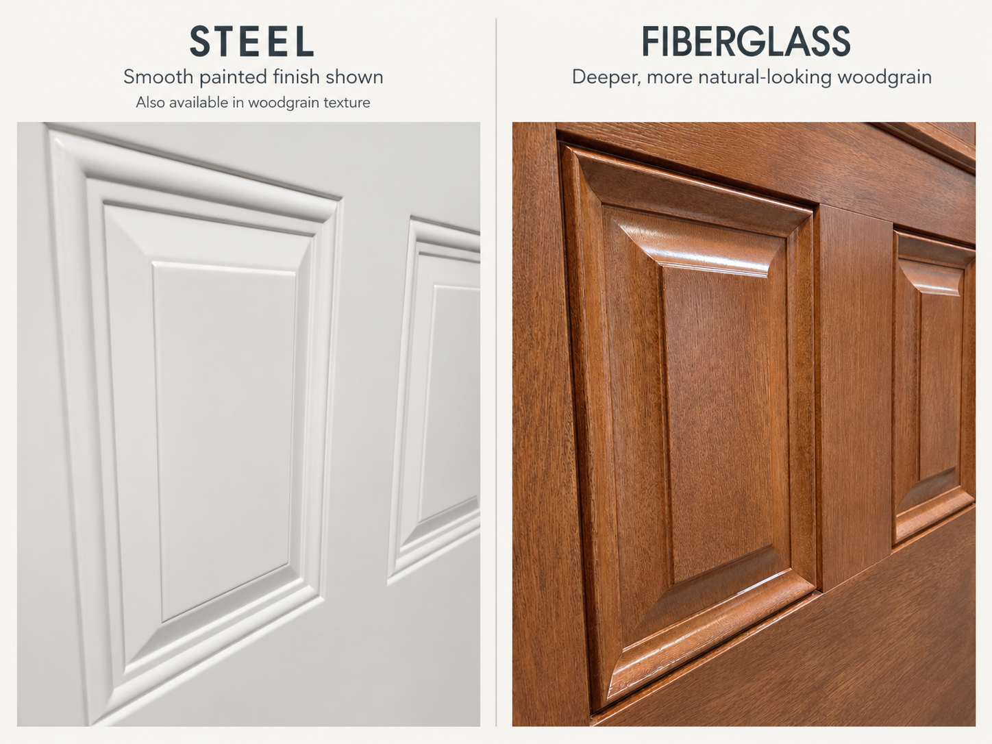 Steel versus fiberglass entry door finish comparison