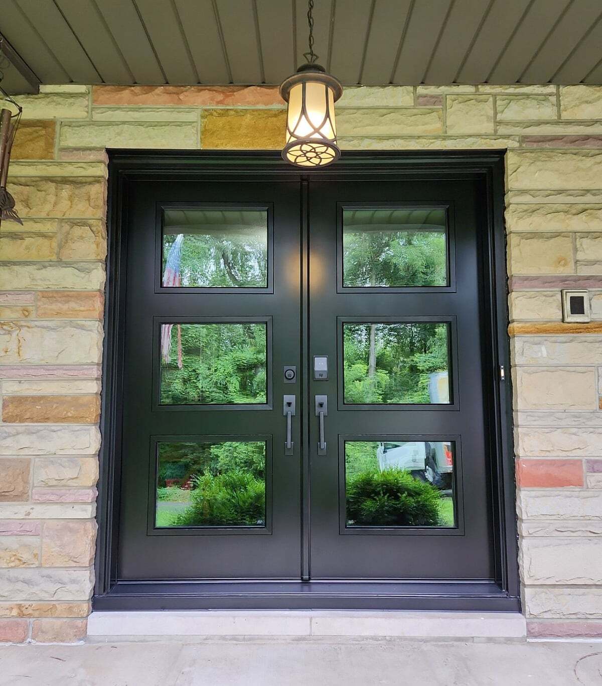 Modern double entry door installed near Pittsburgh