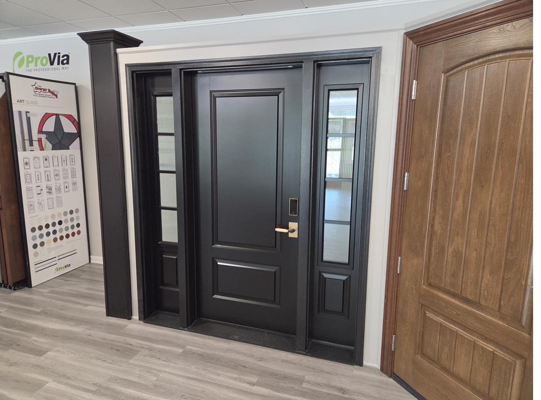 ProVia door display with side panels